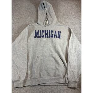 Vintage Michigan Wolverines Hoodie Mens XL Gray Athletic Collegiate Sweatshirt